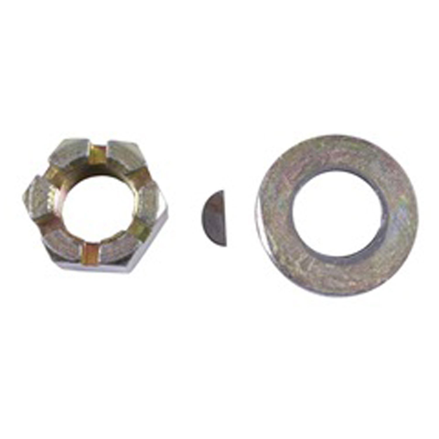 This axle shaft nut washer and key from Omix-ADA fits 76-86 Jeep CJ models with an AMC 20 rear axle. Fits left or right side.