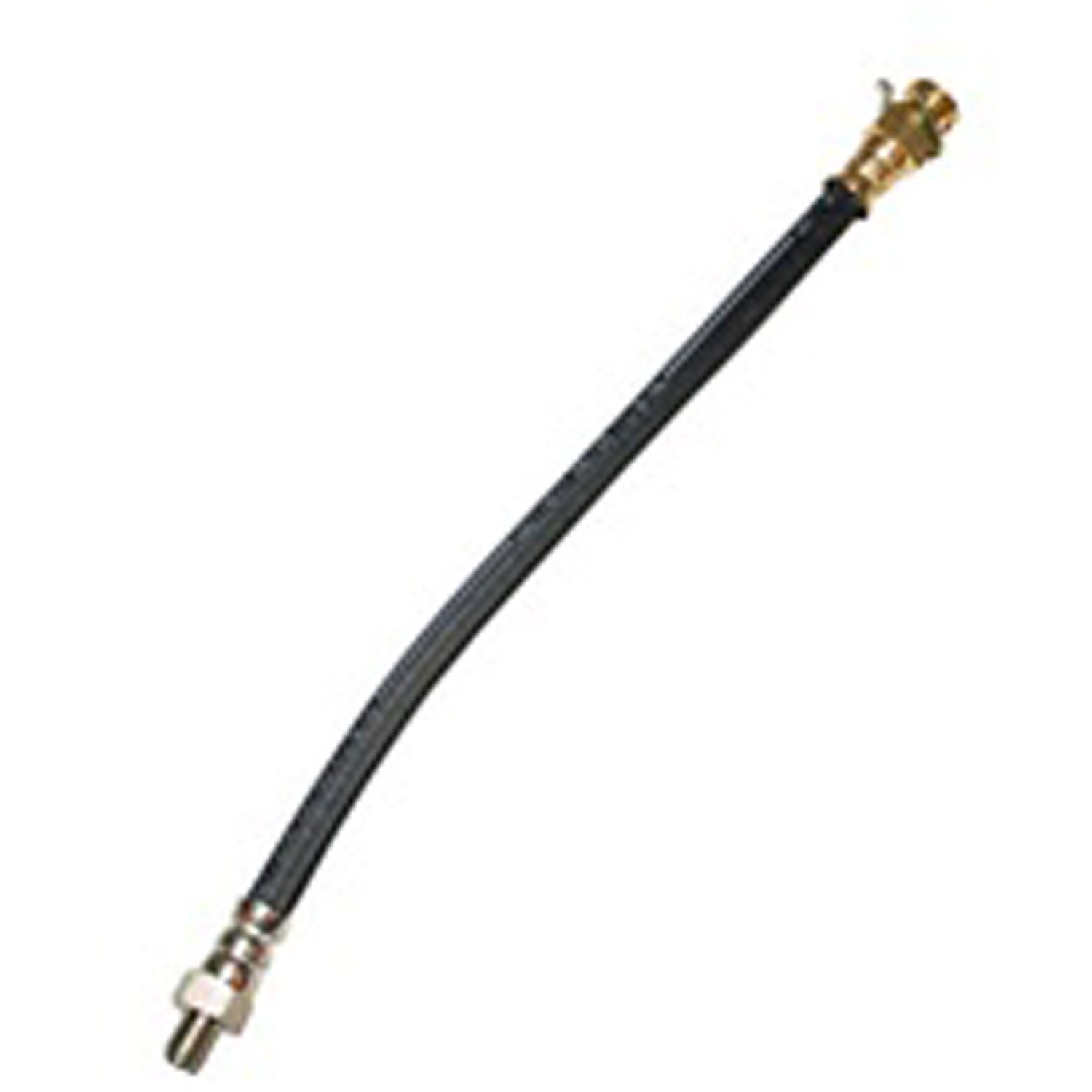 This flexible 12 1/4 inch front brake hose from Omix-ADA fits 41-45 Willys MB Ford GPW and 46-66 Willys CJ models.