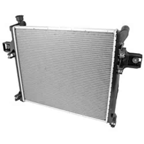 This 1 row radiator from Omix-ADA fits 11-12 Jeep Grand Cherokees with a 3.7L or 5.7L engine and automatic transmission.