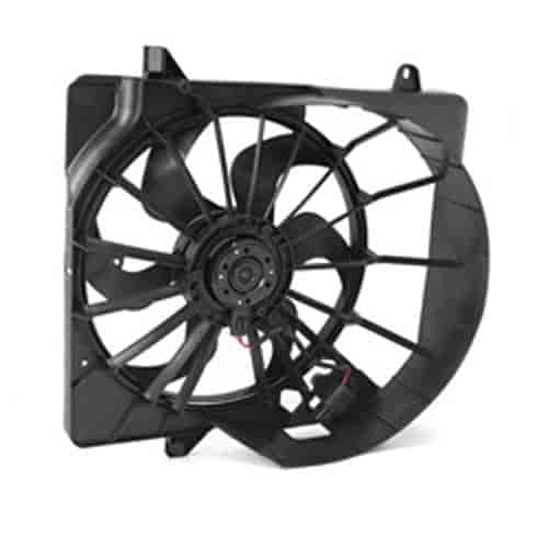 Replacement electric cooling fan assembly from Omix-ADA, Fits 07-11 Jeep Compass and Patriots.