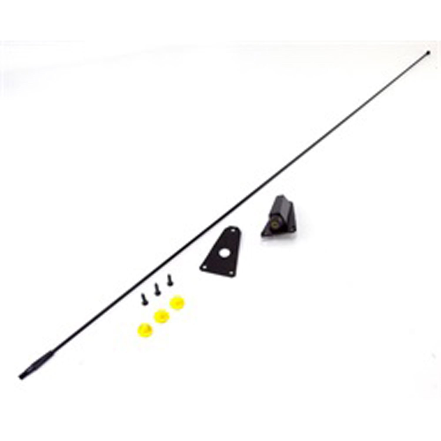 Black replacement antenna kit from Omix-ADA, Fits 76-86 Jeep CJ and 87-95 Wrangler YJ