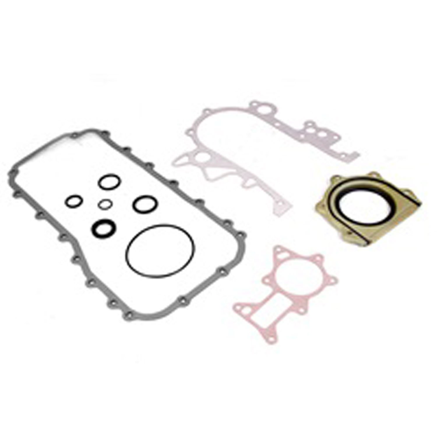 This lower engine gasket set from Omix-ADA fits 07-11 Jeep Wrangler with a 3.8L engine.
