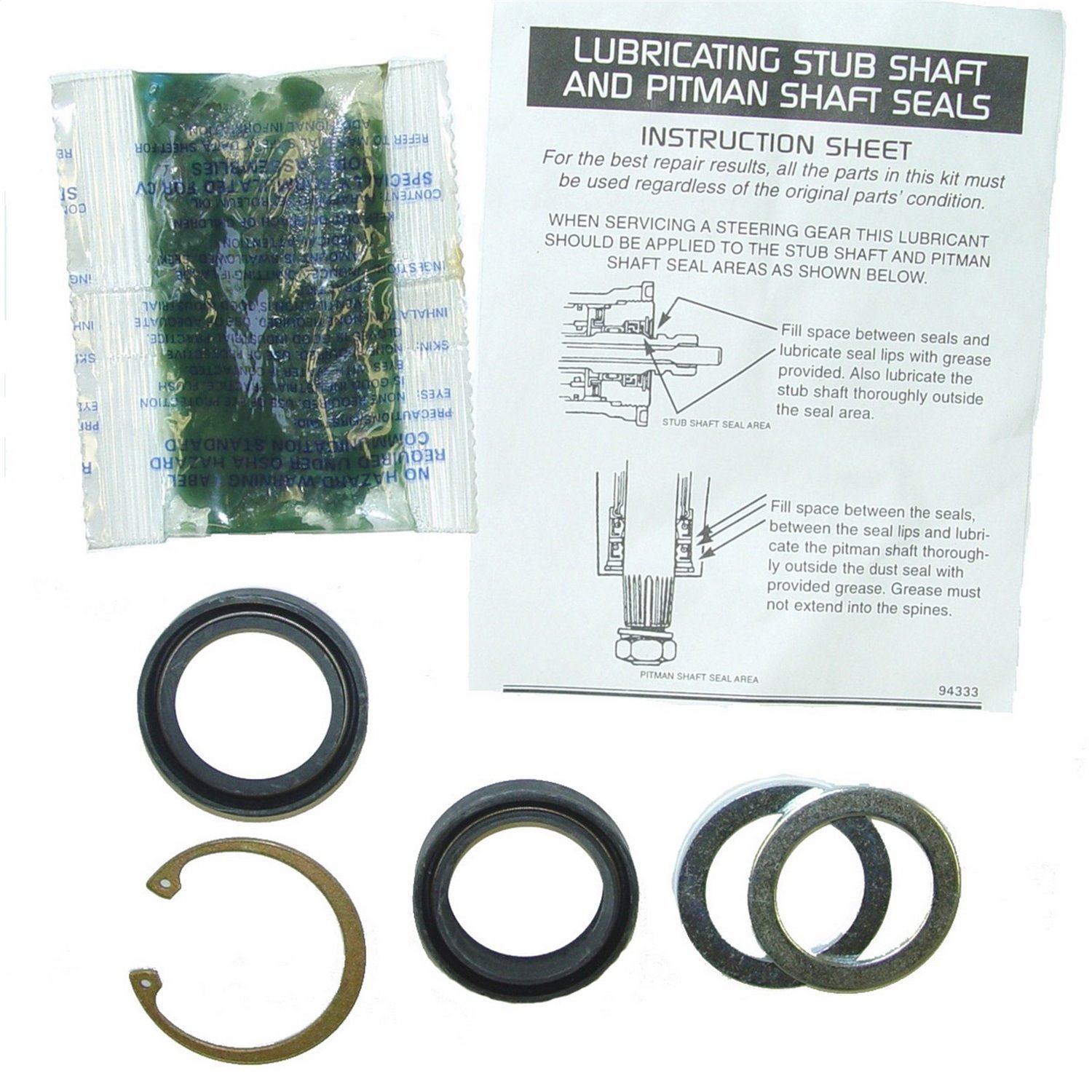 This lower power steering seal kit from Omix-ADA fits all 93-98 Jeep Grand Cherokees and 87-95 Wrang