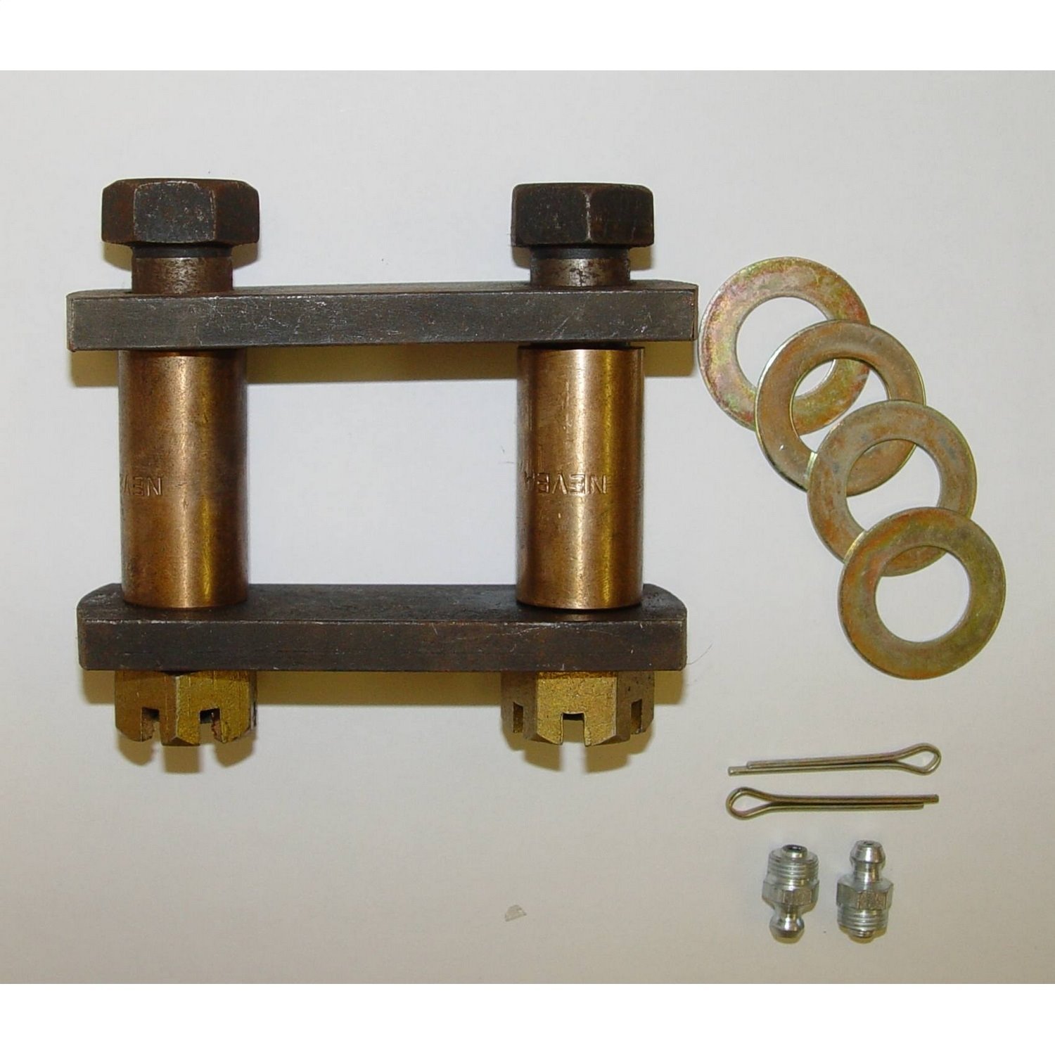 This heavy-duty shackle kit from Rugged Ridge fits one leaf spring on 55-75 Jeep CJ5 and CJ6.