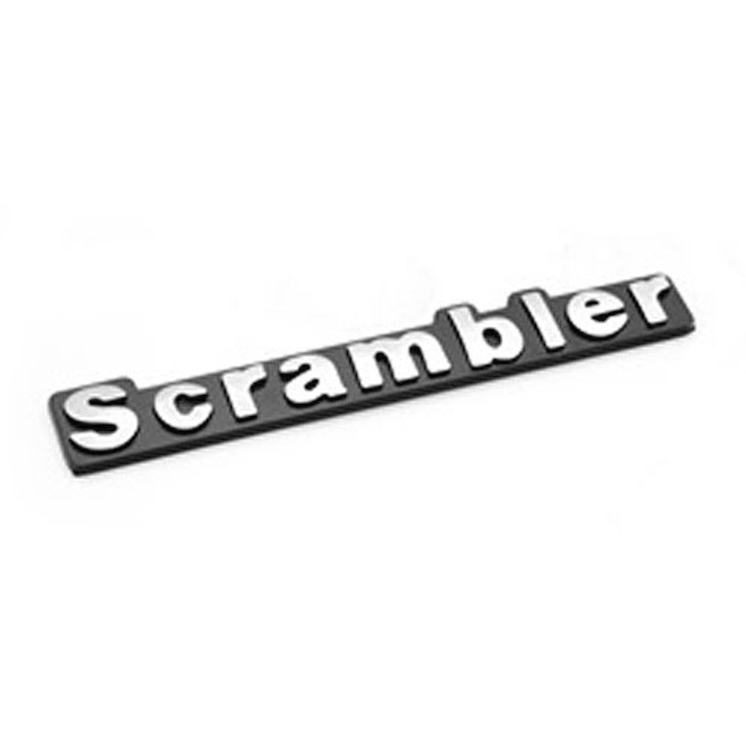 This officially licensed Scrambler emblem from MOPAR attaches to your Jeep with double-backed adhesive tape. for 81-86 Jeep CJ8.