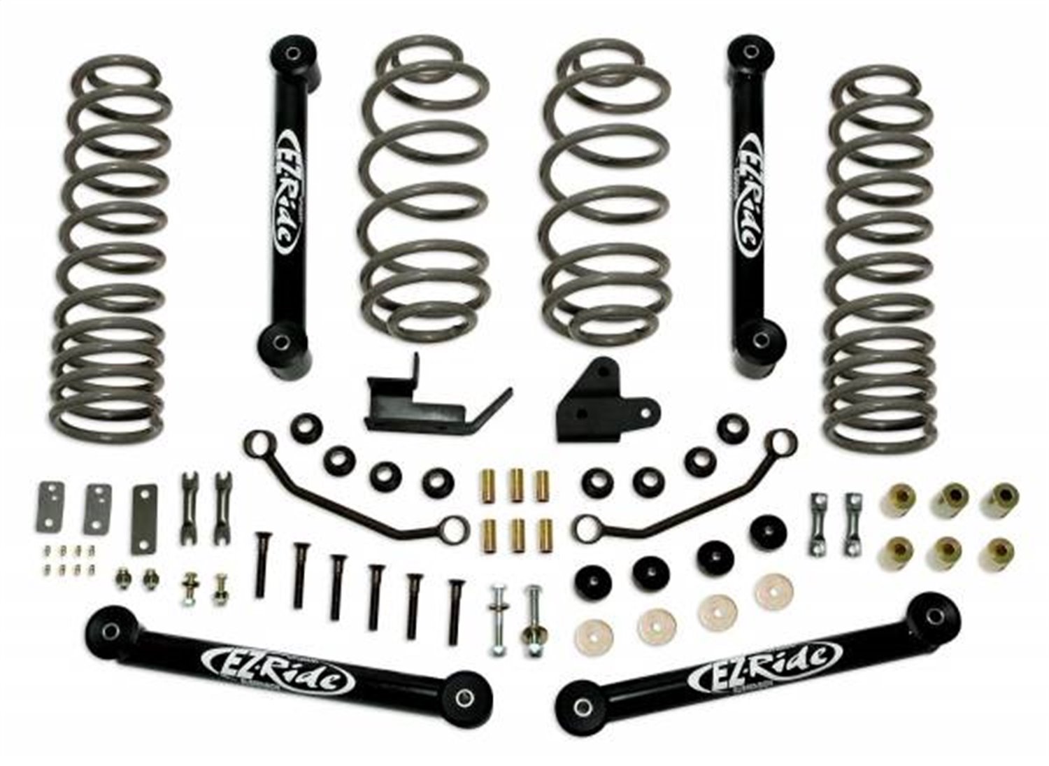 Lift Kit 4 in. Incl. Coil Springs/Track Bar Relocation Bracket/Control Arms/Sway Bar End Links/Hardware Bag/Poly Bushing Bag