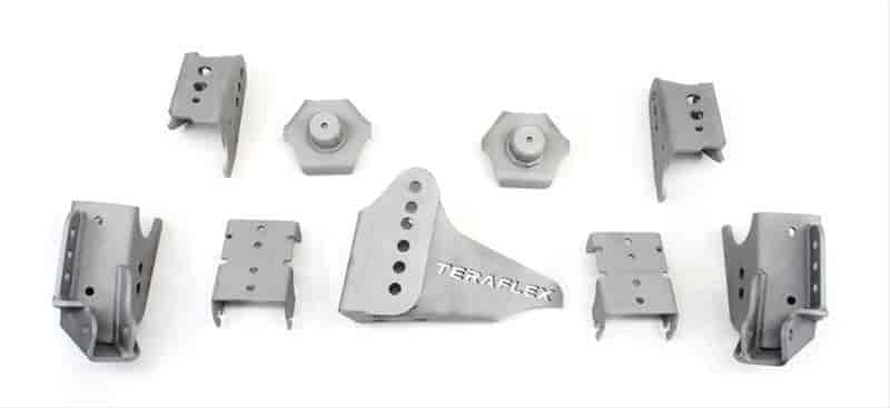 Axle Bracket Kit; Rear; Designed For New JK CRD60 Axle Apps; Incl. BmpStp Pads/Coil Sprng Pads/Upr/L