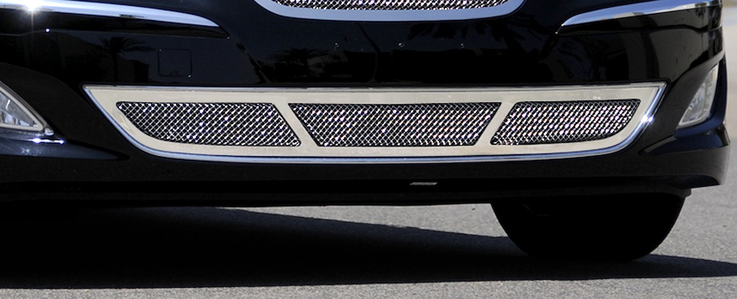 Upper Class Polished Stainless Bumper Mesh Grille - Center Area Only - With Formed Mesh Center - fit