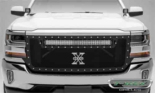 Chevrolet Silverado 1500 Torch Series 1 30 Led Light Bar Top Main Grille Overlay W/ Small Mesh Powde