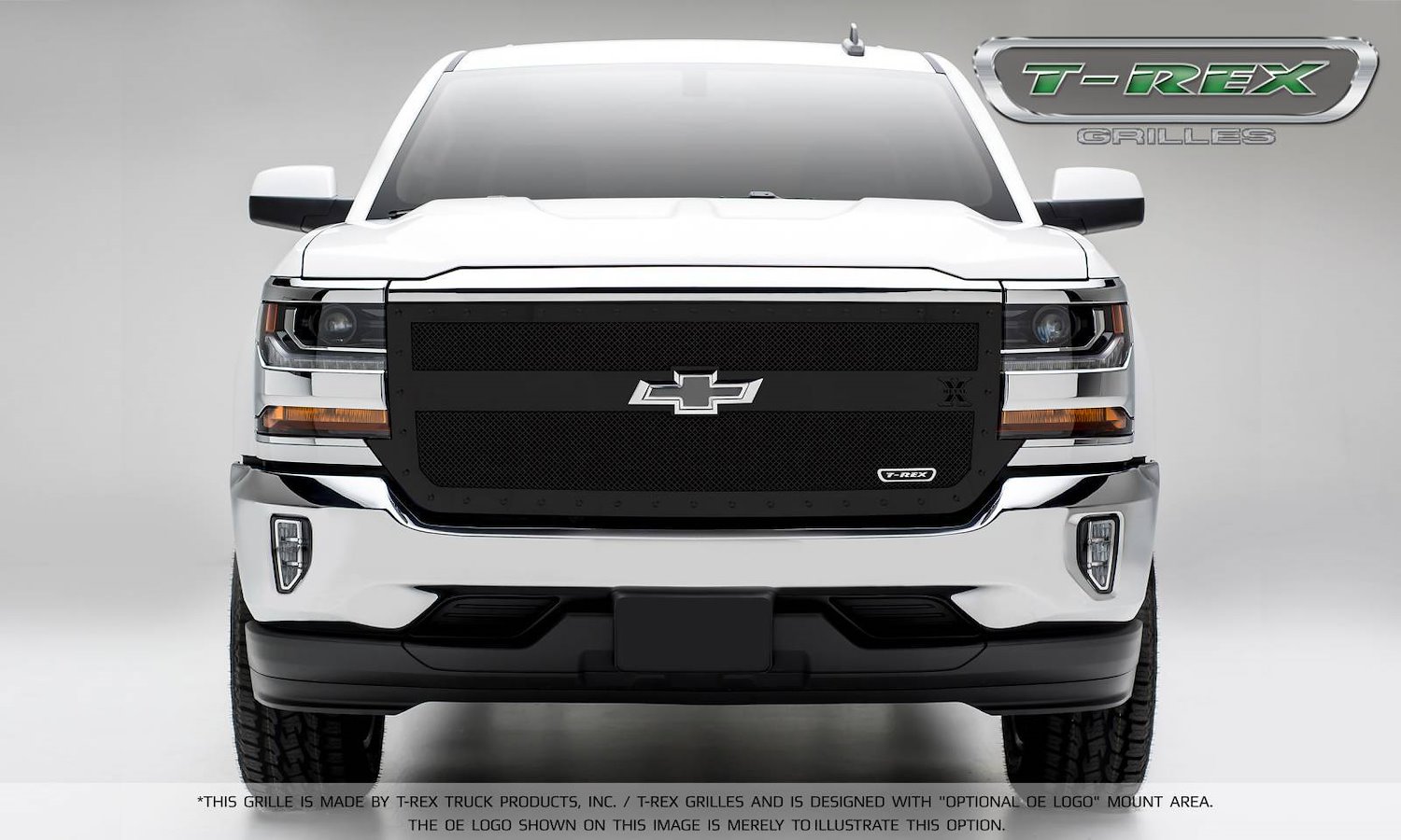 Chevrolet Silverado 1500 Stealth Metal Main Grille Blacked Out 1-Bar Replacement W/ Small Mesh Powde
