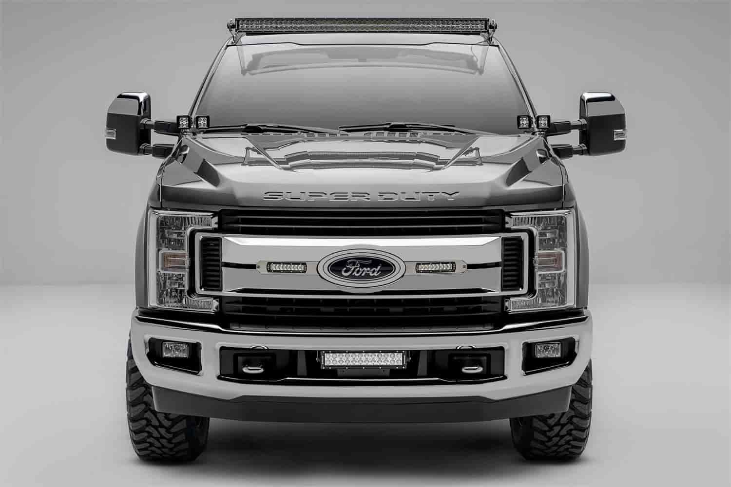 Brushed Aluminum Front Grille Light Mounting Kit for 2017-Up F-250/F-350