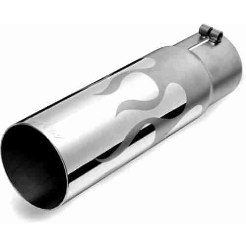 Stainless Polished Exhaust Tip Flame Round