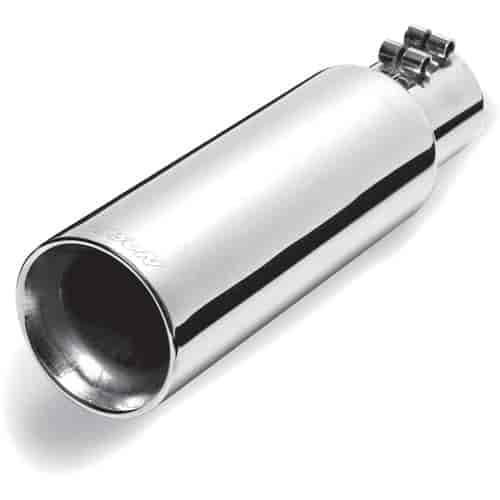 Stainless Steel Straight Cut Dual Walled Exhaust Tip Inlet: 2.5"
