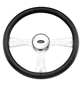 Flame Heritage Collection Steering Wheel Black Leather Wheel Trim 14-3/4" Diameter