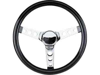 Classic 3-Spoke Steering Wheel Gloss Black Vinyl Grip