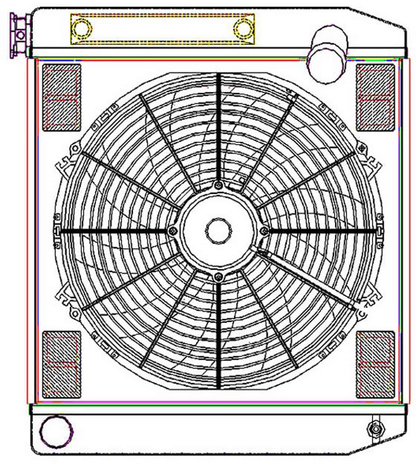 ClassicCool ComboUnit Universal Fit Radiator and Fan Single Pass Crossflow Design 22" x 19" with Transmission Cooler