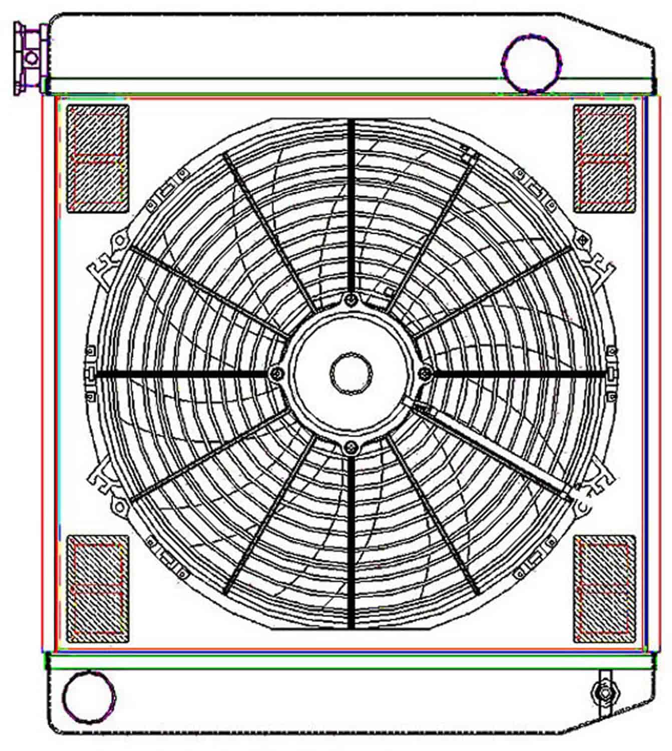 ClassicCool ComboUnit Universal Fit Radiator and Fan Single Pass Crossflow Design 22" x 19" with Straight Outlet