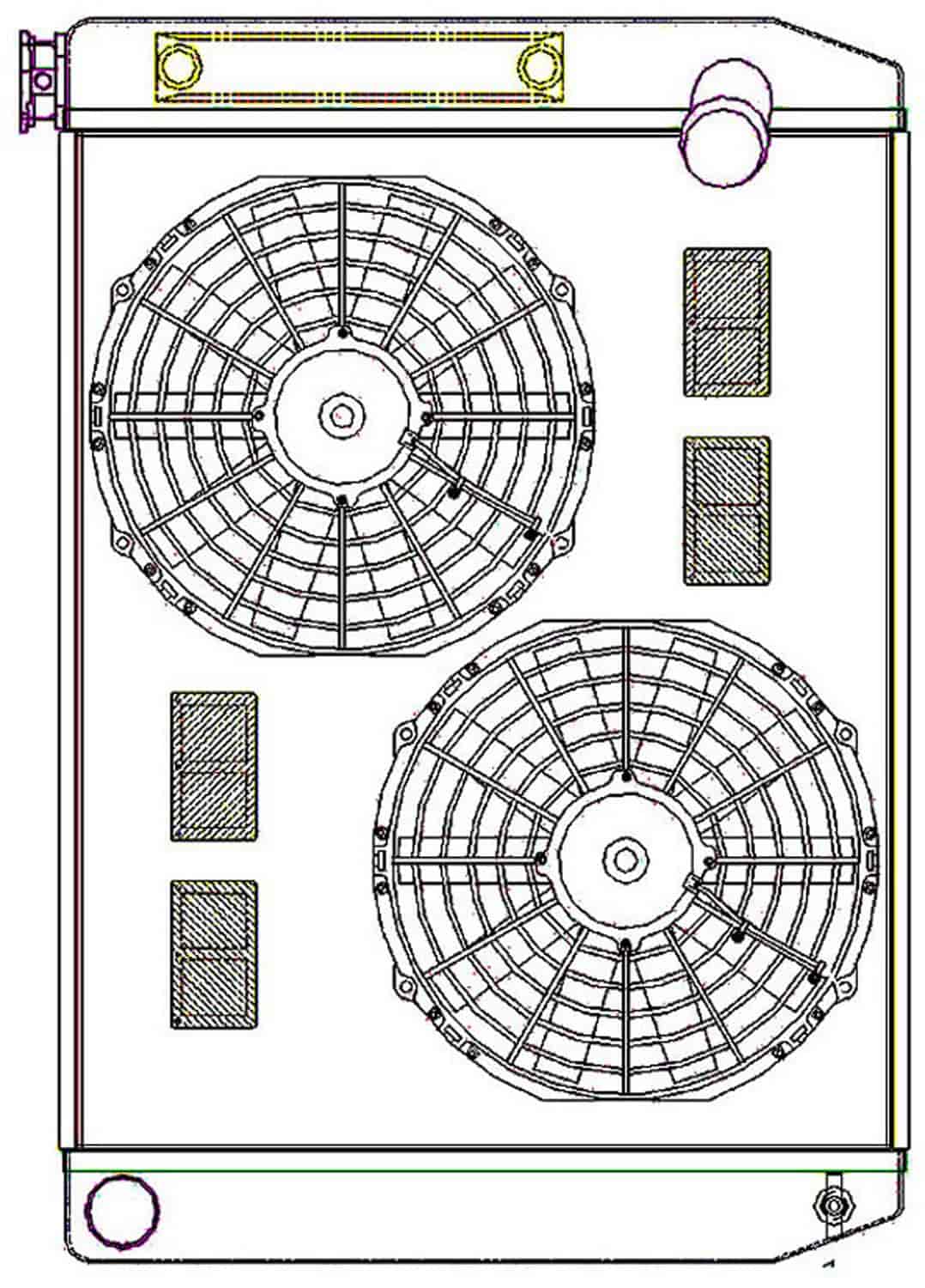 ClassicCool ComboUnit Universal Fit Radiator and Fan Single Pass Crossflow Design 27.50" x 19" with 16AN Inlet/Outlet