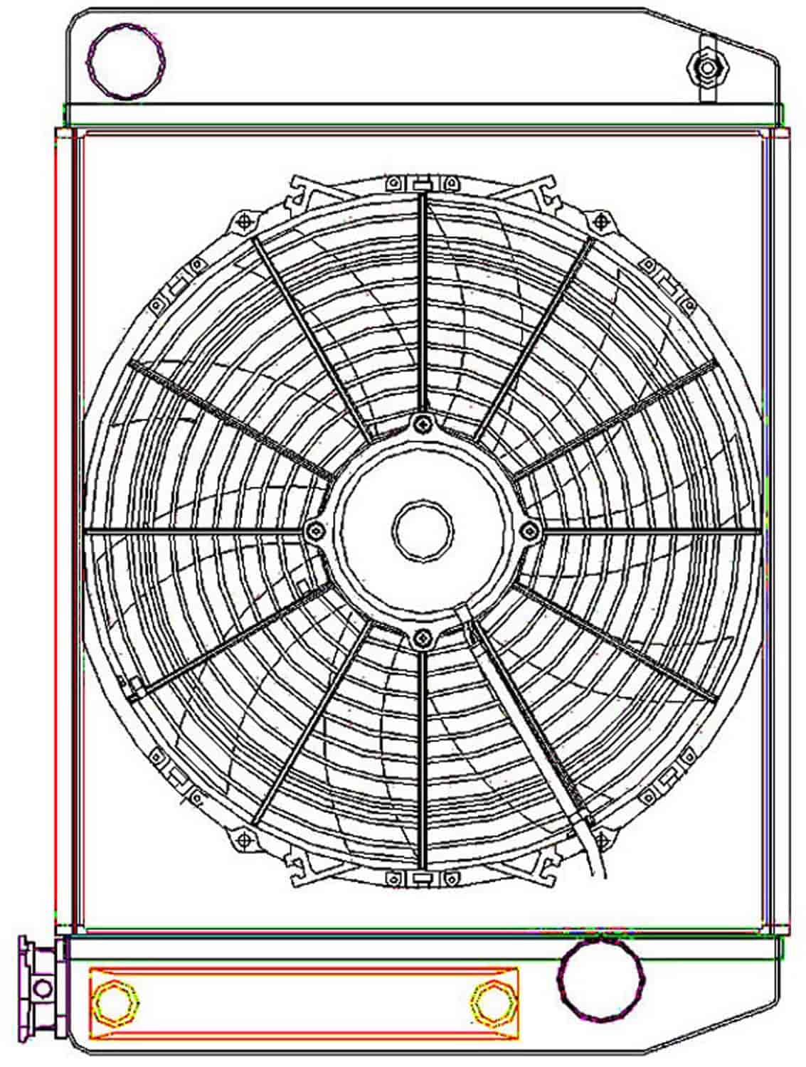 ClassicCool ComboUnit Universal Fit Radiator and Fan Single Pass Crossflow Design 22" x 15.50" with Transmission Cooler