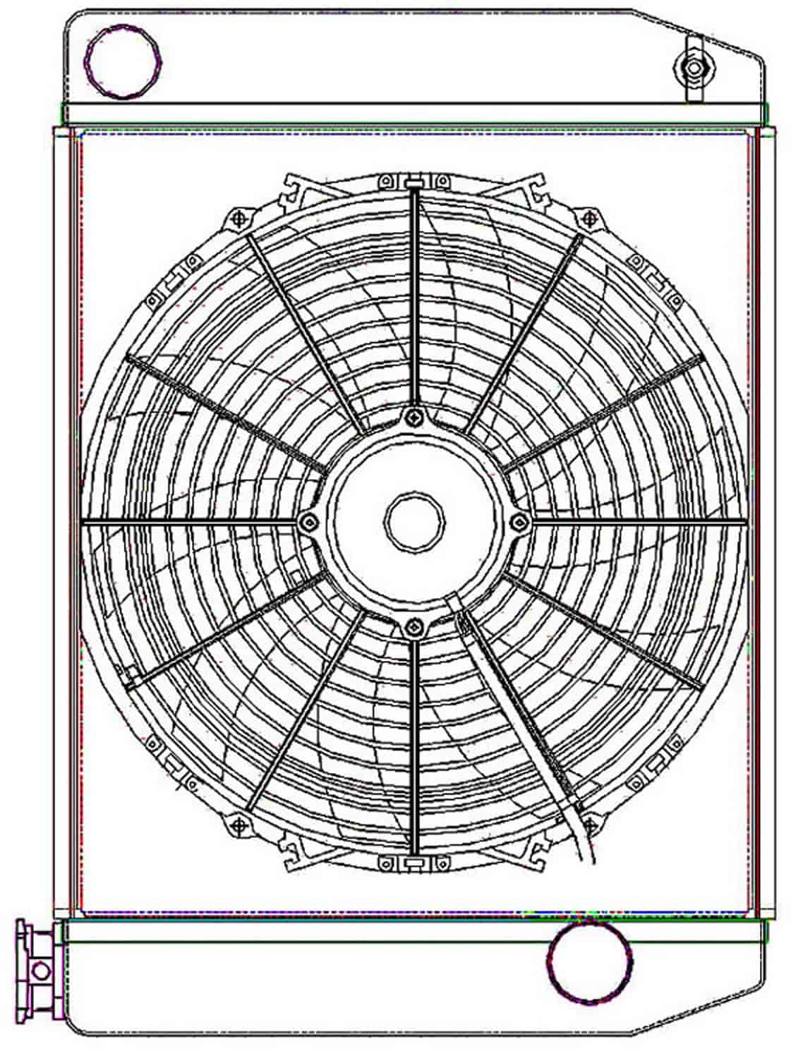 ClassicCool ComboUnit Universal Fit Radiator and Fan Single Pass Crossflow Design 22" x 15.50" with Straight Outlet