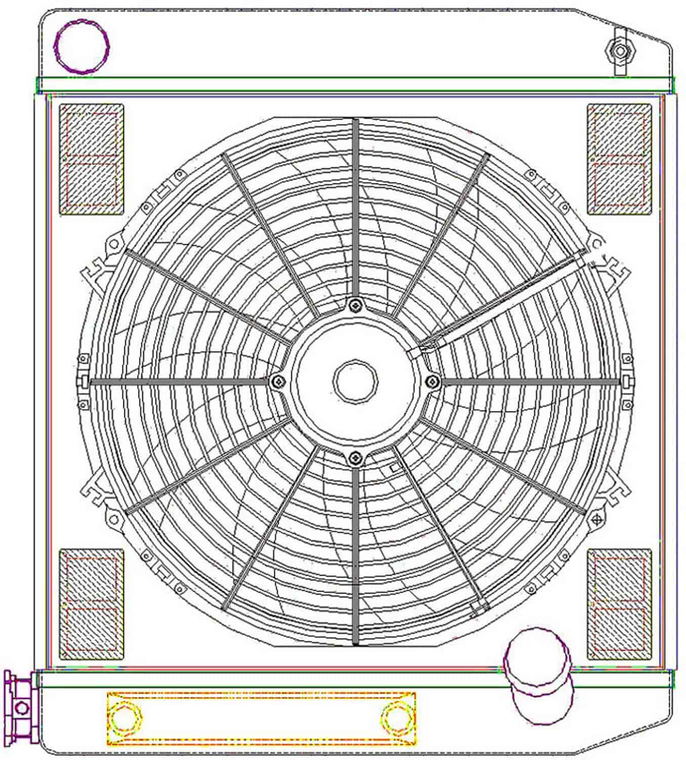 ClassicCool ComboUnit Universal Fit Radiator and Fan Single Pass Crossflow Design 22" x 19" with Transmission Cooler