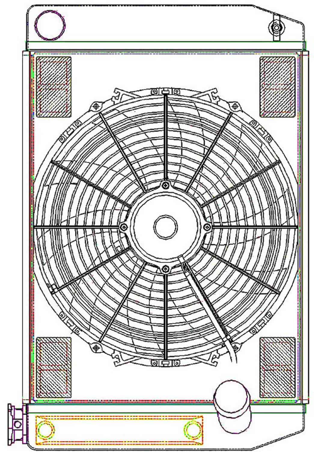 ClassicCool ComboUnit Universal Fit Radiator and Fan Single Pass Crossflow Design 24" x 15.50" with Transmission Cooler