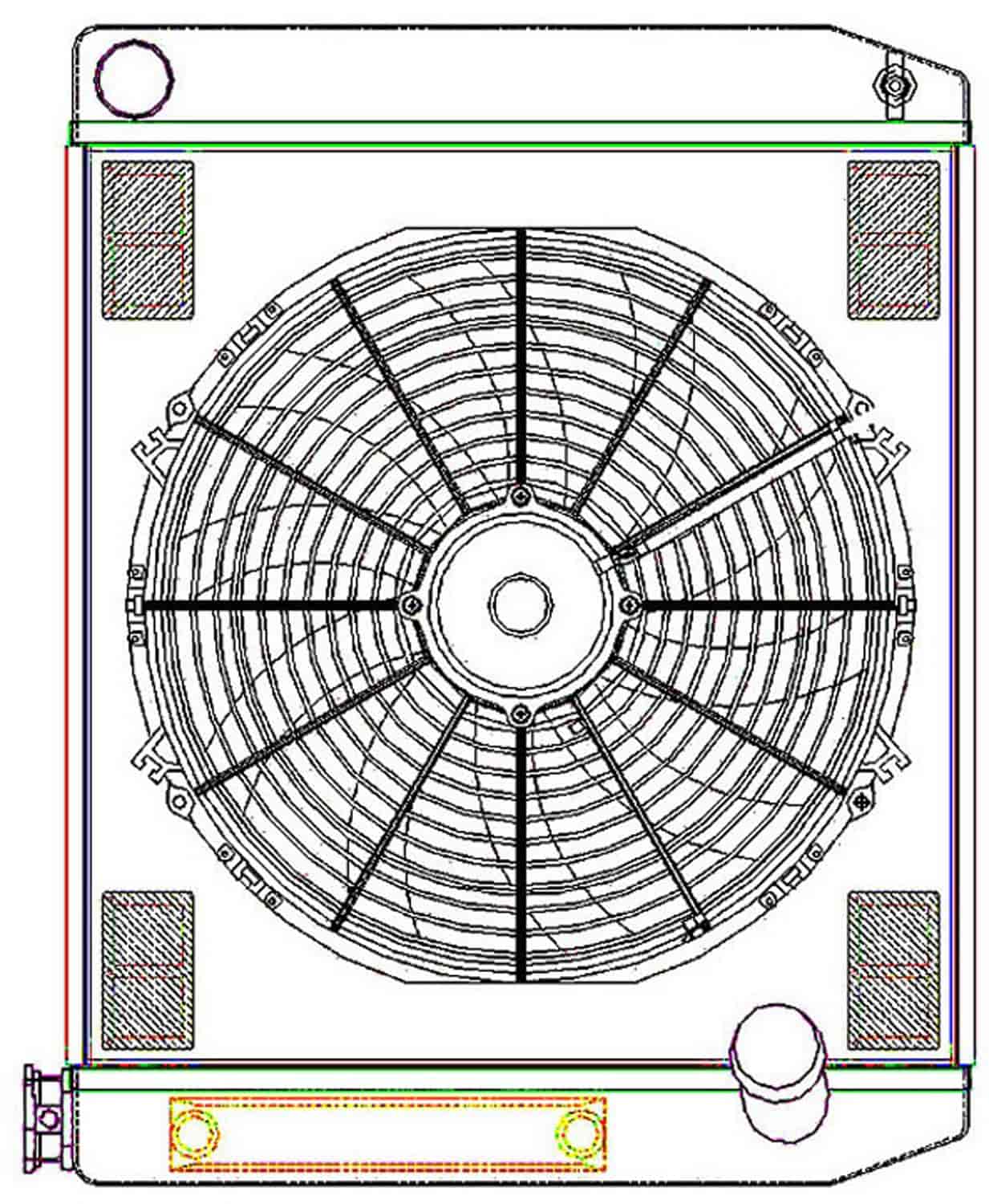 ClassicCool ComboUnit Universal Fit Radiator and Fan Single Pass Crossflow Design 24" x 19" with Transmission Cooler