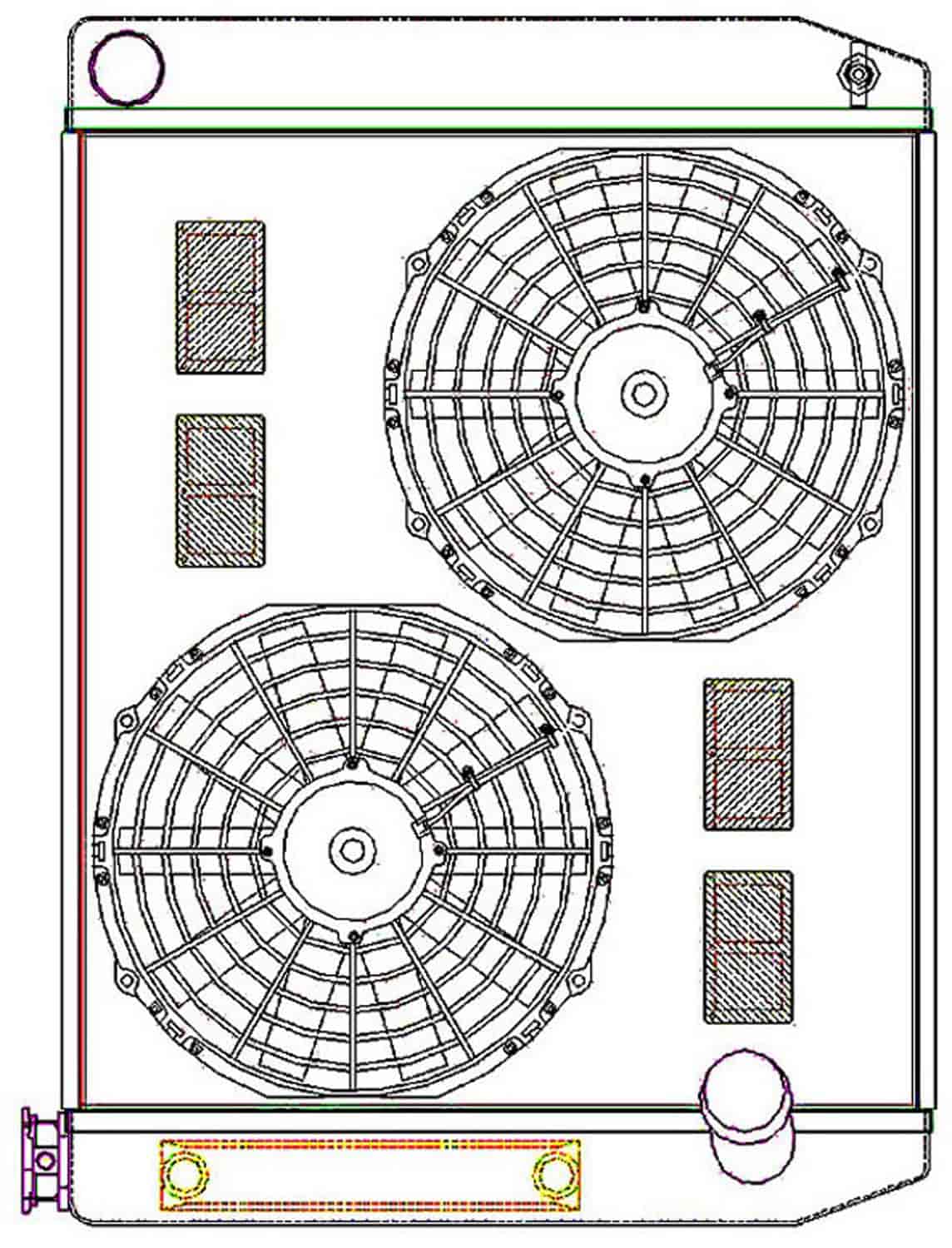 ClassicCool ComboUnit Universal Fit Radiator and Fan Single Pass Crossflow Design 26" x 19" with Transmission Cooler