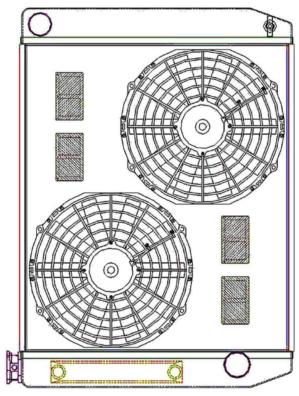 ClassicCool ComboUnit Universal Fit Radiator and Fan Single Pass Crossflow Design 26" x 19" with Transmission Cooler