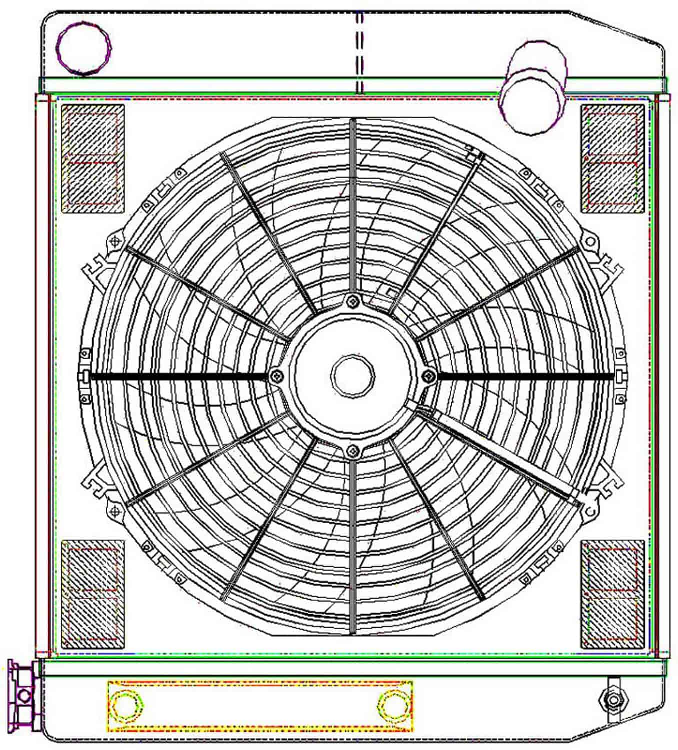 ClassicCool ComboUnit Universal Fit Radiator and Fan Dual Pass Crossflow Design 22" x 19" with Transmission Cooler
