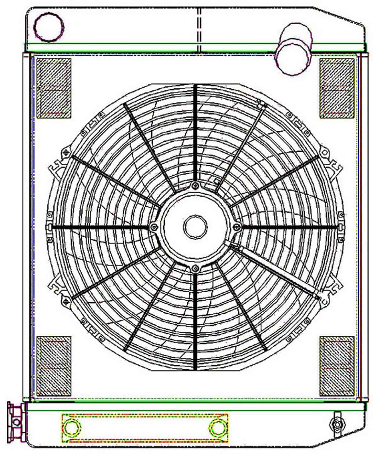 ClassicCool ComboUnit Universal Fit Radiator and Fan Dual Pass Crossflow Design 24" x 19" with Transmission Cooler