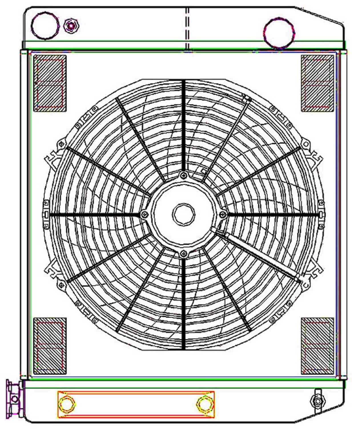 ClassicCool CombuUnit Universal Fit Radiator and Fan Dual Pass Crossflow Design 24" x 19" for LS Swap with Cooler