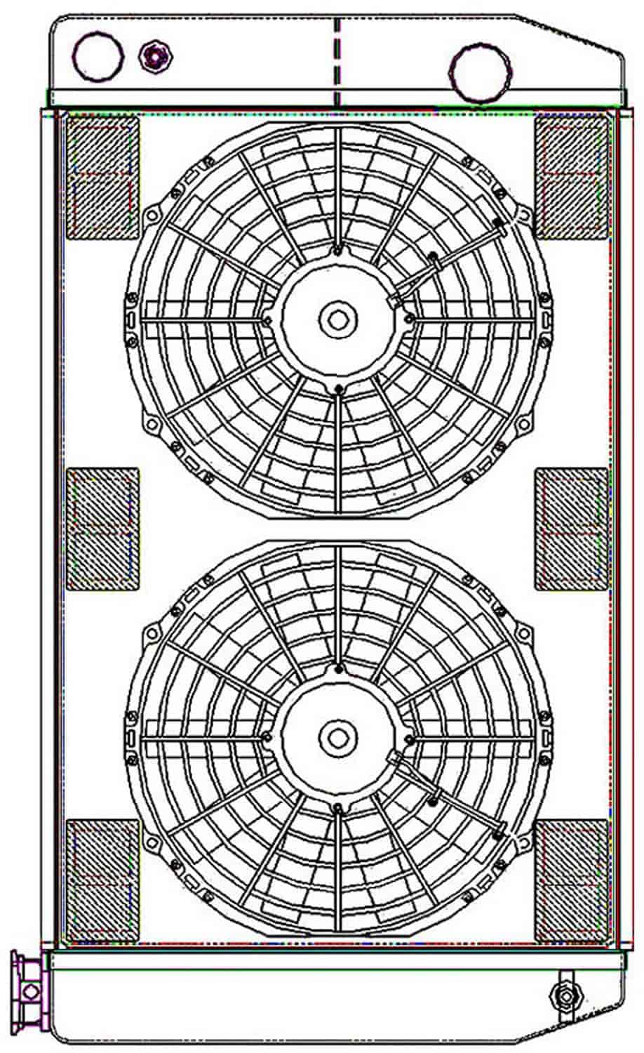 ClassicCool ComboUnit Universal Fit Radiator and Fan Dual Pass Crossflow Design 27.50" x 15.50" for LS Swap