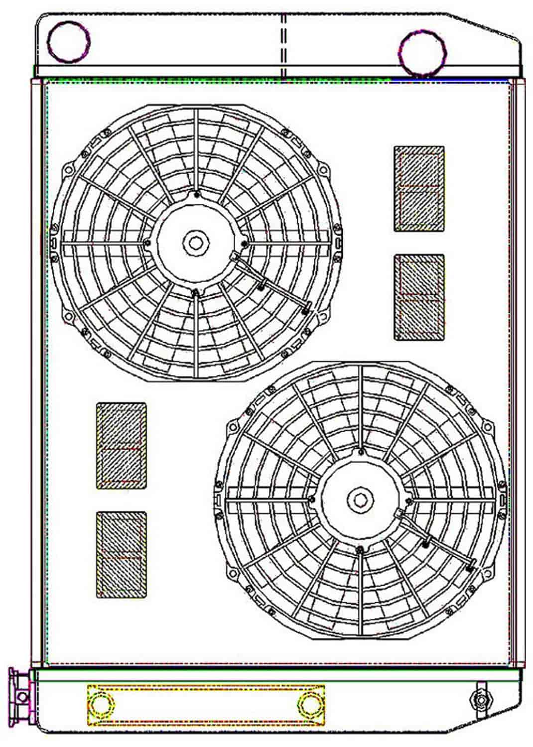 ClassicCool ComboUnit Universal Fit Radiator and Fan Dual Pass Crossflow Design 27.50" x 19" with Transmission Cooler