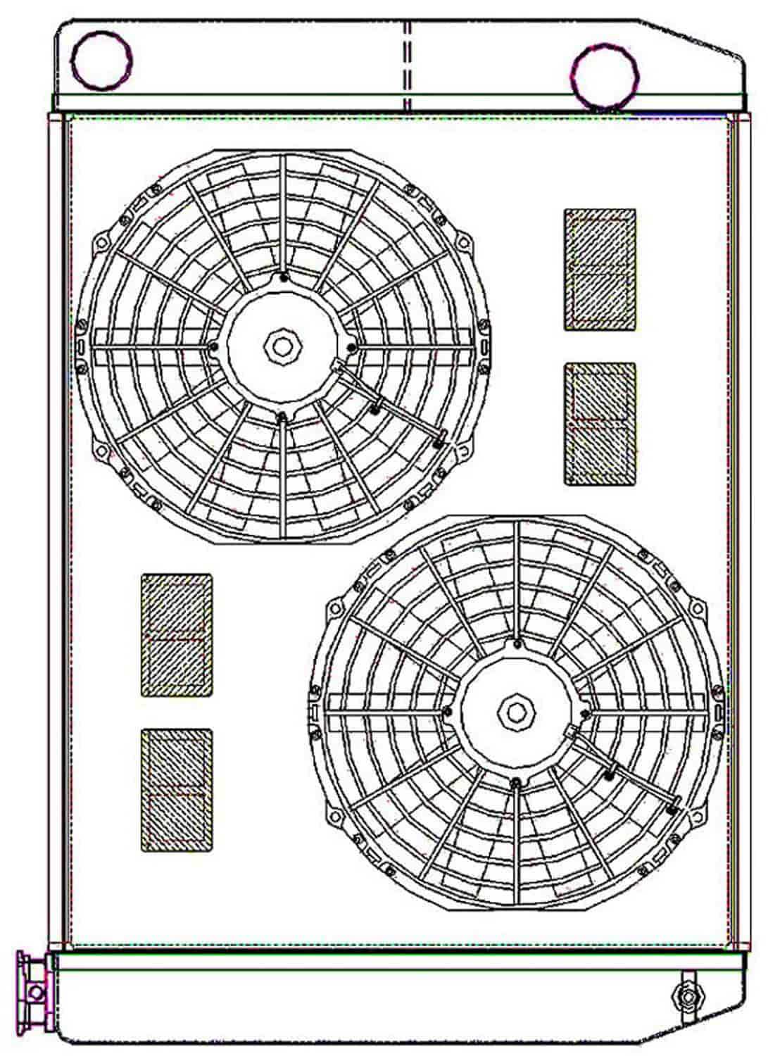 ClassicCool ComboUnit Universal Fit Radiator and Fan Dual Pass Crossflow Design 27.50" x 19" with Straight Outlet