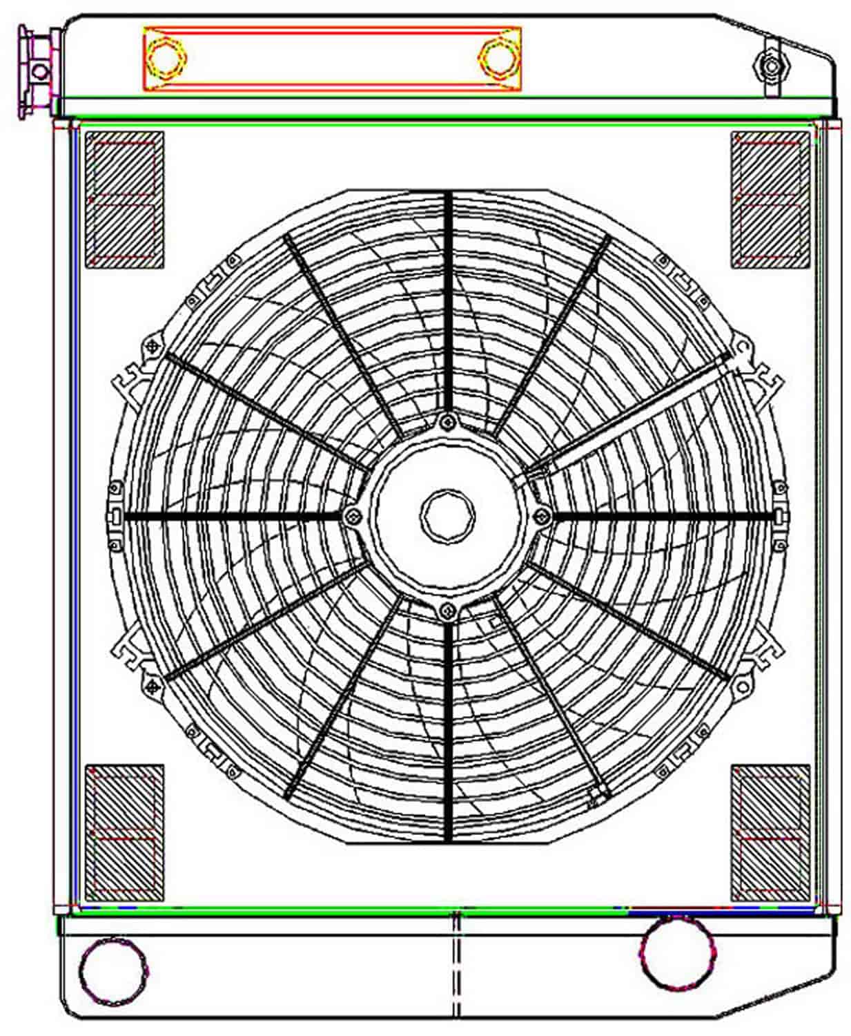 ClassicCool ComboUnit Universal Fit Radiator and Fan Dual Pass Crossflow Design 24" x 19" with Transmission Cooler