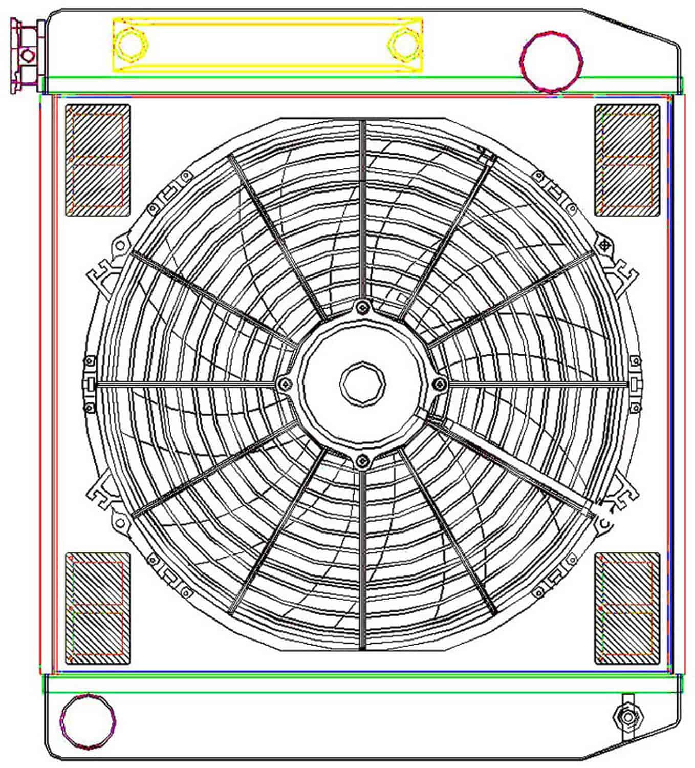 MegaCool ComboUnit Universal Fit Radiator and Fan Single Pass Crossflow Design 22" x 19" with Transmission Cooler