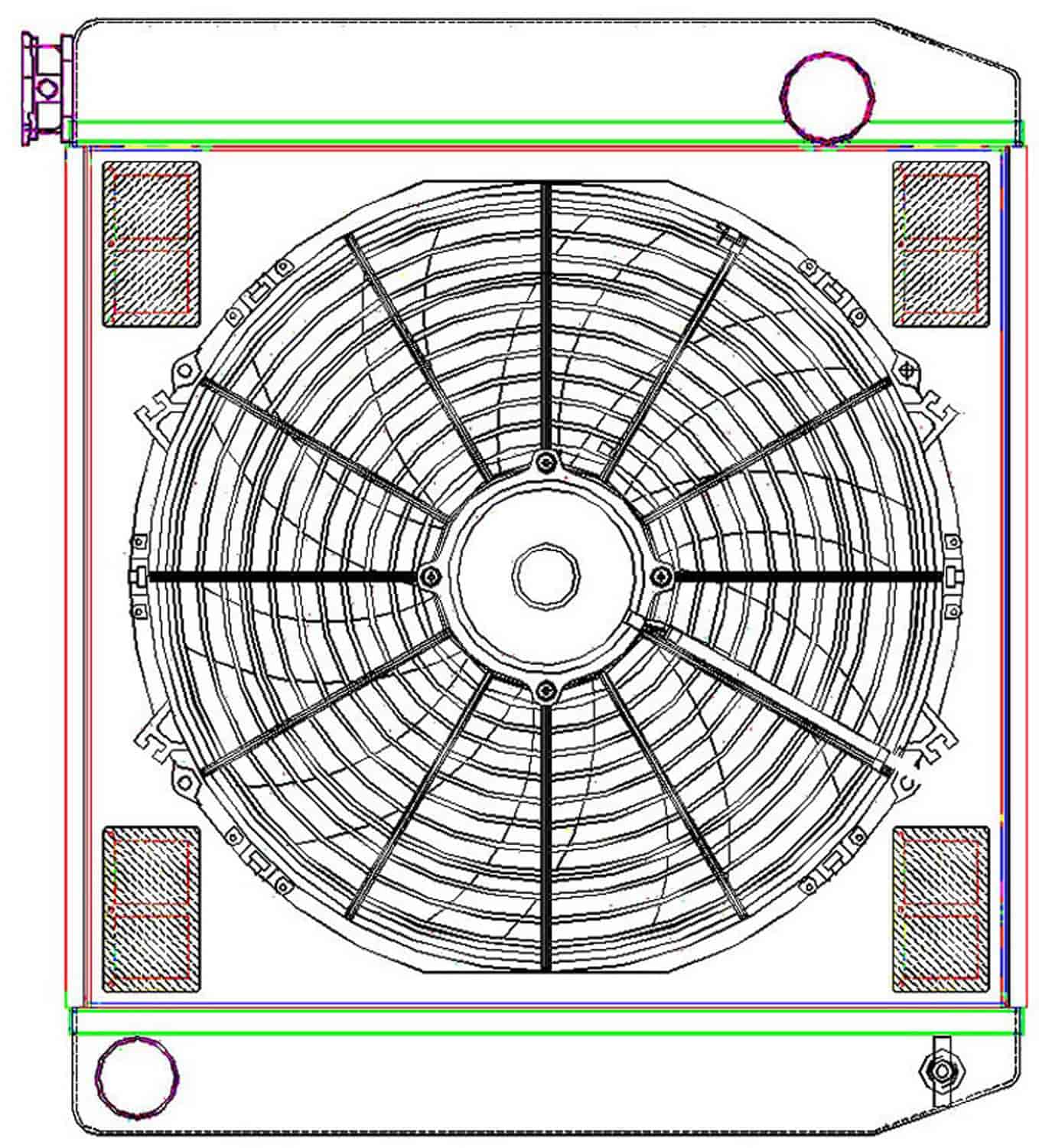 MegaCool ComboUnit Universal Fit Radiator and Fan Single Pass Crossflow Design 22" x 19" with Straight Outlet
