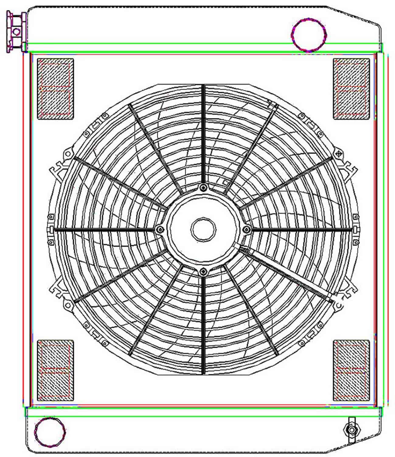 MegaCool ComboUnit Universal Fit Radiator and Fan Single Pass Crossflow Design 24" x 19" with No Options