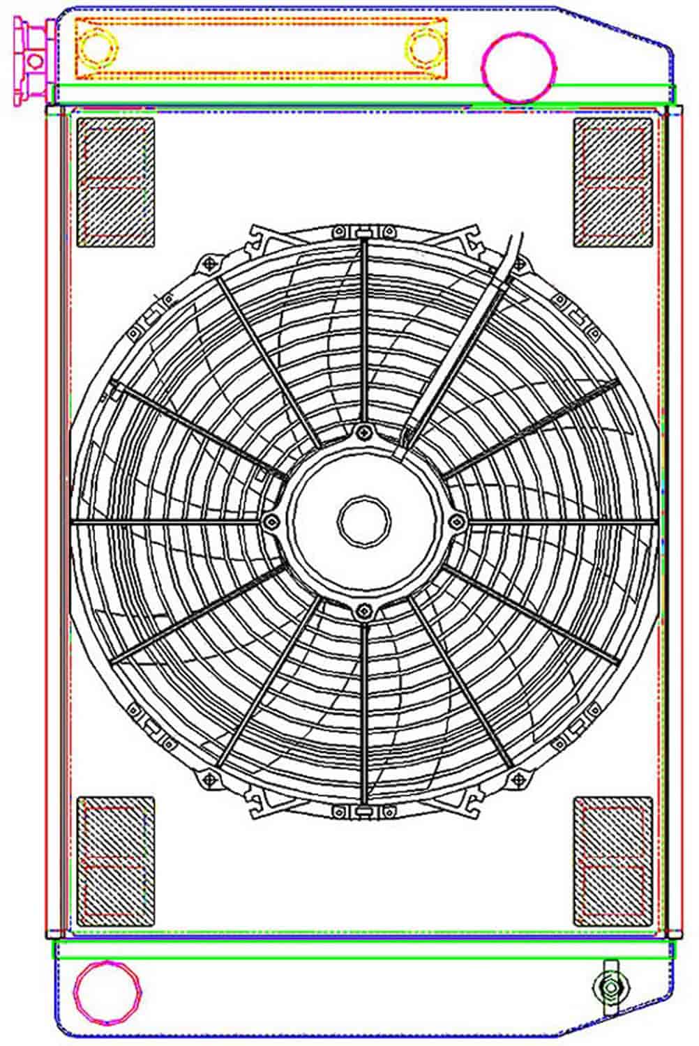 MegaCool ComboUnit Universal Fit Radiator and Fan Single Pass Crossflow Design 26" x 15.50" with Transmission Cooler