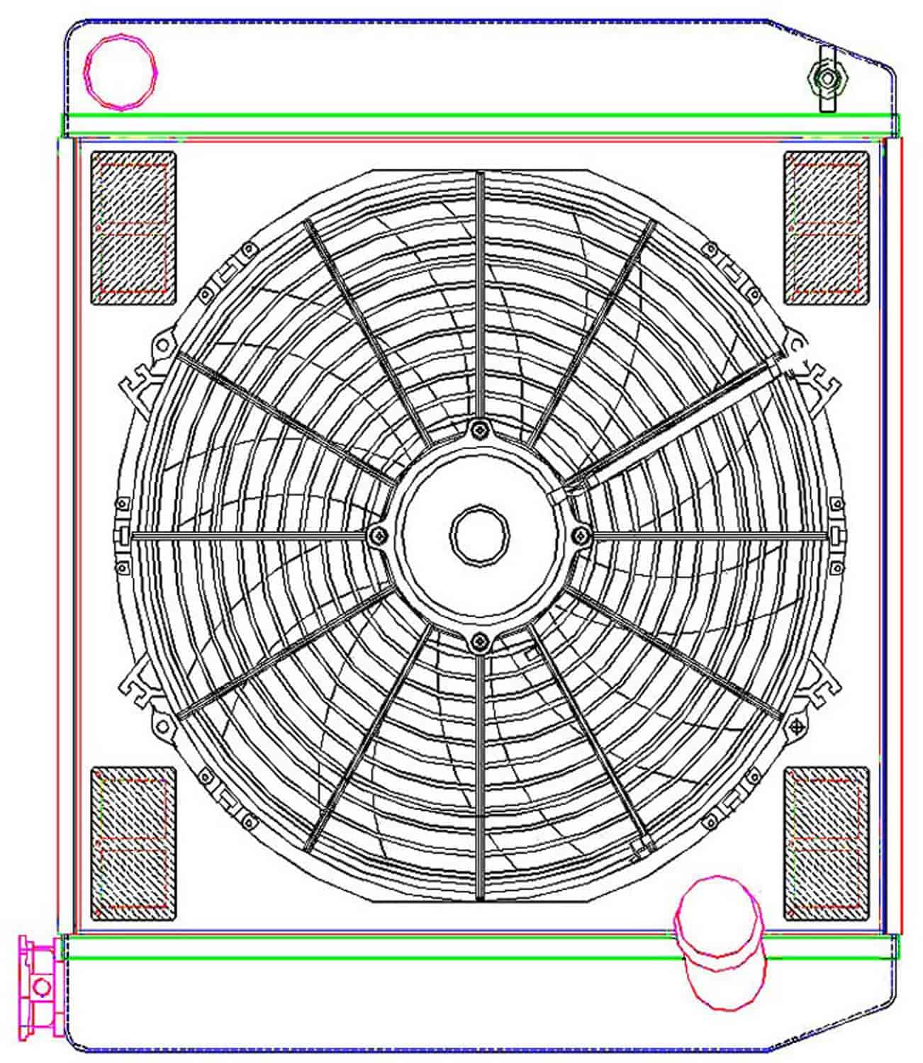 MegaCool ComboUnit Universal Fit Radiator and Fan Single Pass Crossflow Design 22" x 19" with No Options