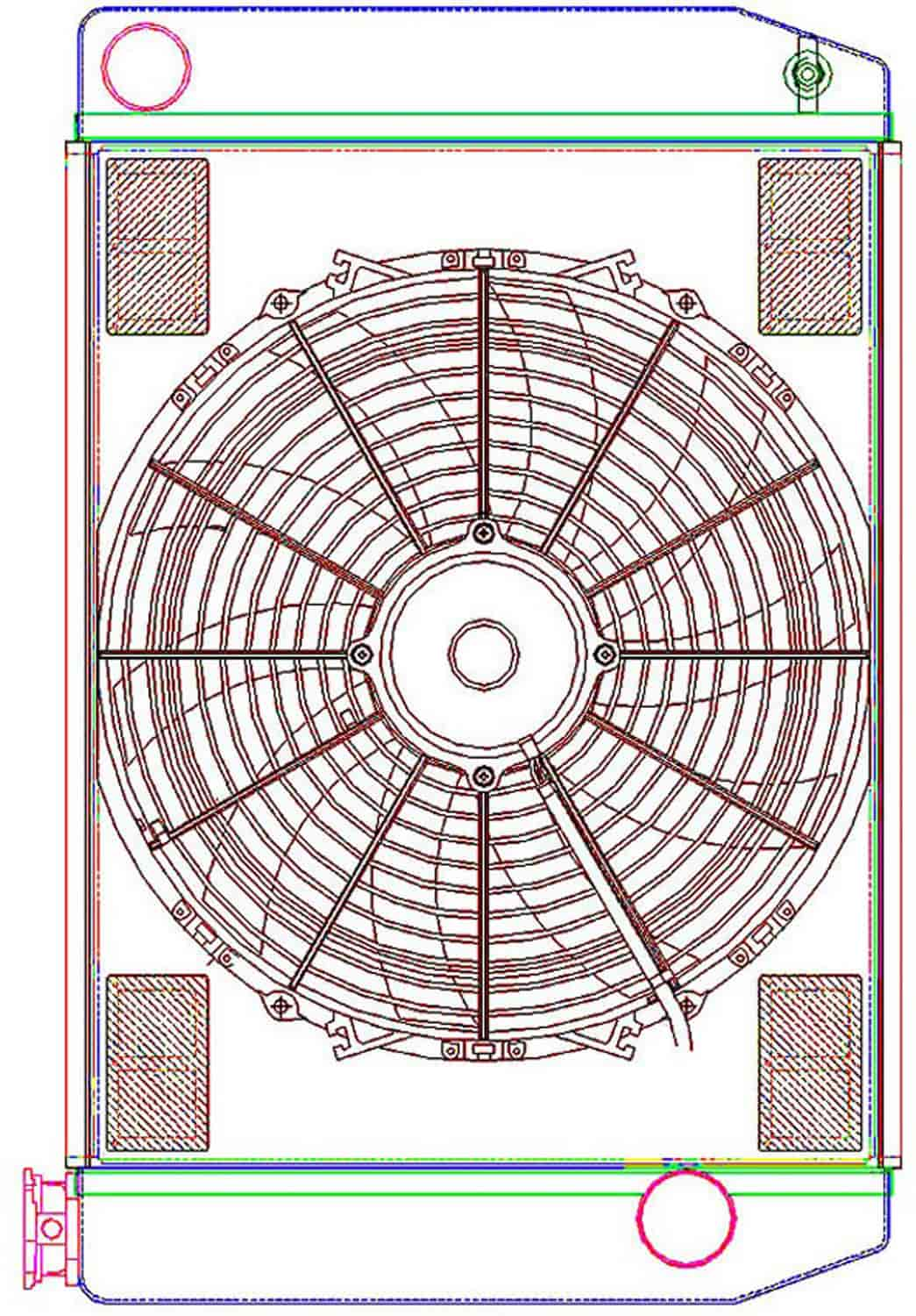 MegaCool ComboUnit Universal Fit Radiator and Fan Single Pass Crossflow Design 24" x 15.50" with Straight Outlet