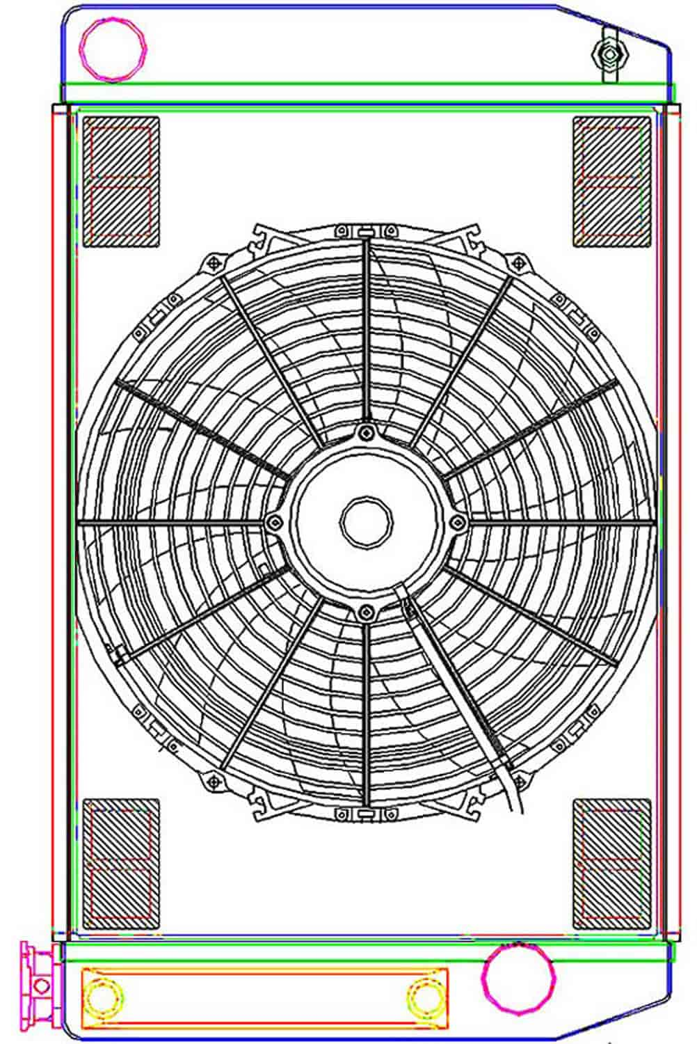 MegaCool ComboUnit Universal Fit Radiator and Fan Single Pass Crossflow Design 26" x 15.50" with Transmission Cooler