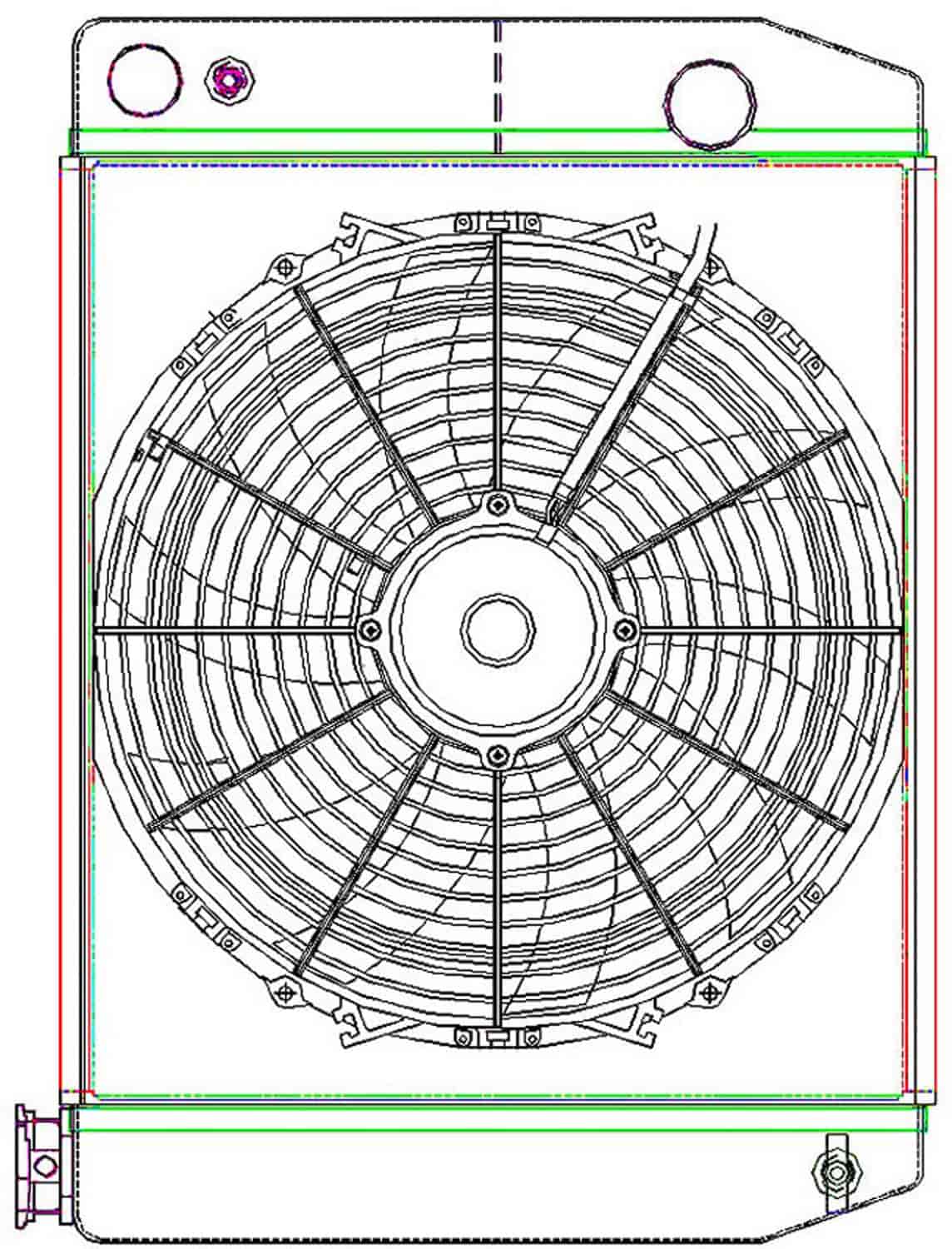 MegaCool ComboUnit Universal Fit Radiator and Fan Dual Pass Crossflow Design 22" x 15.50" for LS Swap