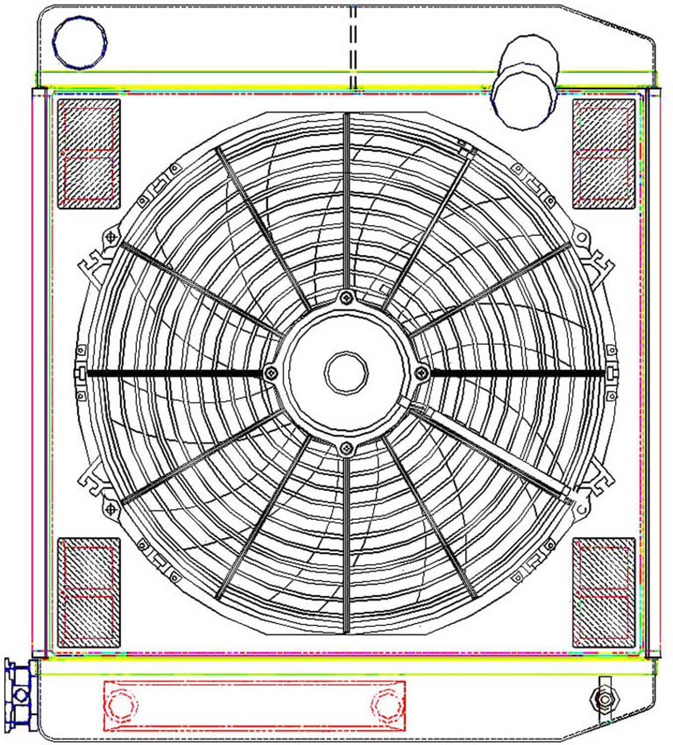 MegaCool ComboUnit Universal Fit Radiator and Fan Dual Pass Crossflow Design 22" x 19" with Transmission Cooler