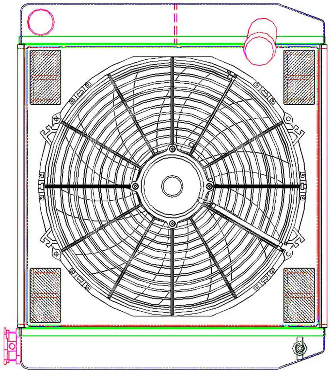 MegaCool ComboUnit Universal Fit Radiator and Fan Dual Pass Crossflow Design 22" x 19" with No Options