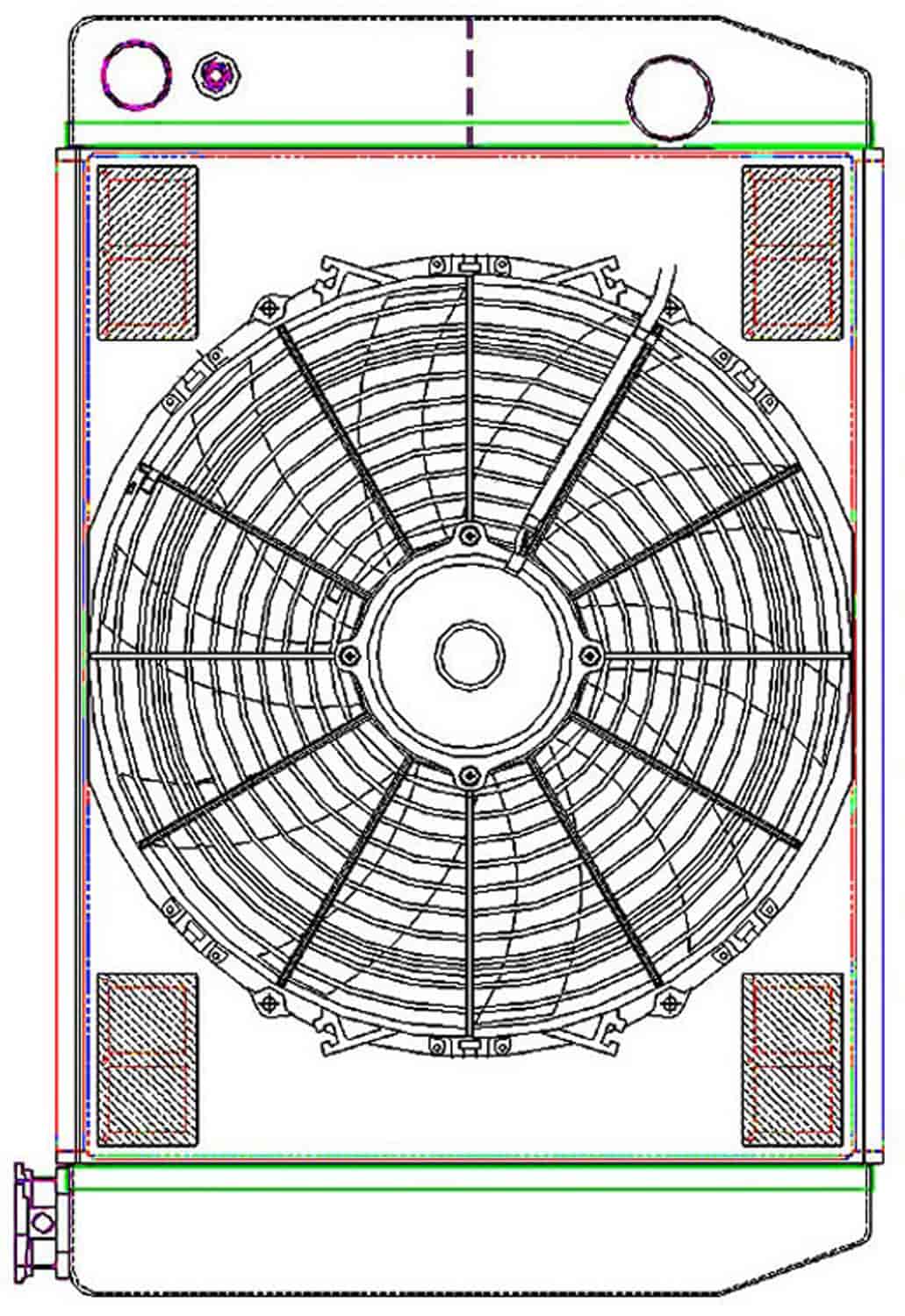 MegaCool ComboUnit Universal Fit Radiator and Fan Dual Pass Crossflow Design 24" x 15.50" for LS Swap