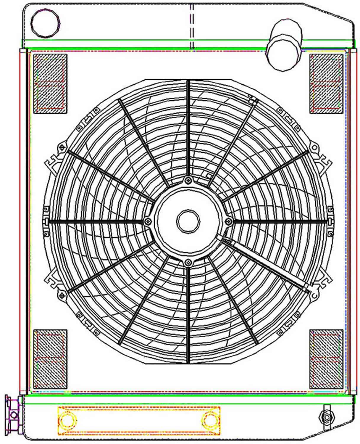 MegaCool ComboUnit Universal Fit Radiator and Fan Dual Pass Crossflow Design 24" x 19" with Transmission Cooler