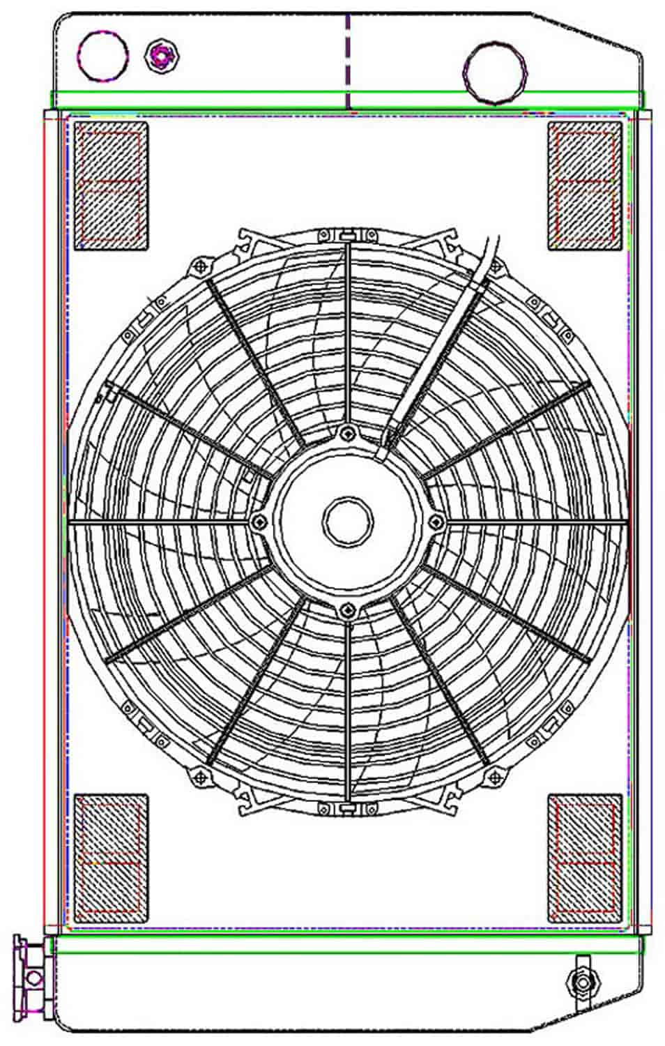 MegaCool ComboUnit Universal Fit Radiator and Fan Dual Pass Crossflow Design 26" x 15.50" for LS Swap