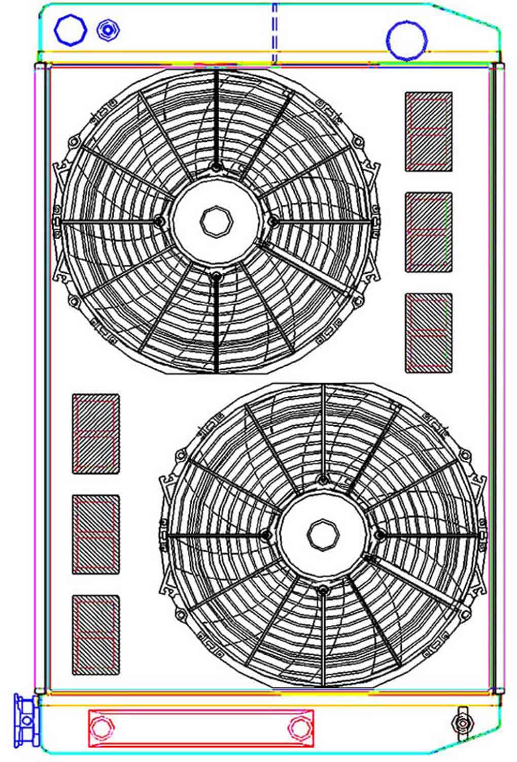 MegaCool CombuUnit Universal Fit Radiator and Fan Dual Pass Crossflow Design 31" x 19" for LS Swap with Cooler